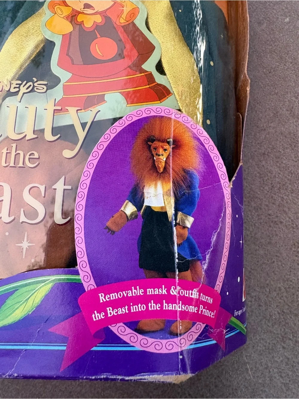 1991 Beauty and the BEAST & PRINCE Disney Classics Mattel Doll Mask & 2 Outfits